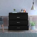 Homeroots 29 in. Black Three Drawer Dresser 472119